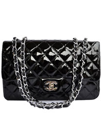 AAA Cheap Chanel Jumbo Flap Bags A28600 Black Patent Silver On Sale